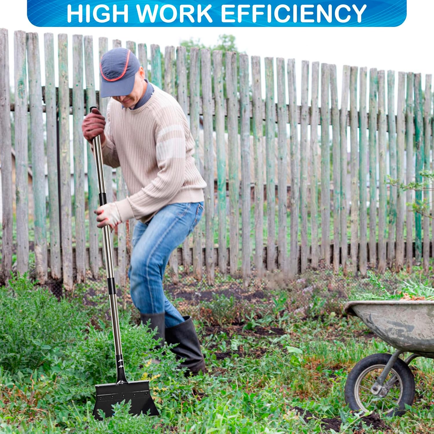 Detalle de Garden Shovel multifunctional cleaning shovel with 52 inch adjustable handle and moss scraper
