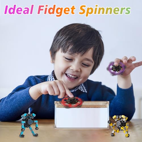 Detalle de Gokeey Transformable Fidget Spinners Toys 4 Pcs – Stress Relief & Sensory Gyro for Kids and Adults