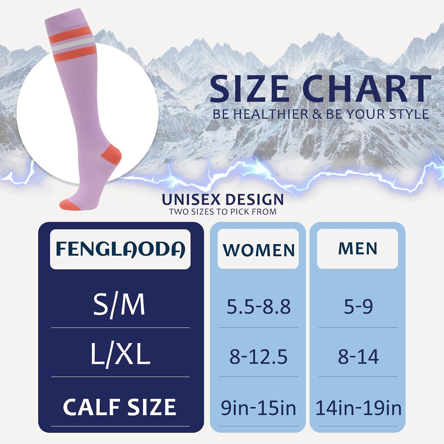 Thumbnail 1 de fenglaoda 8-Pair Compression Socks, 20-30 mmHg Knee-High for Men and Women