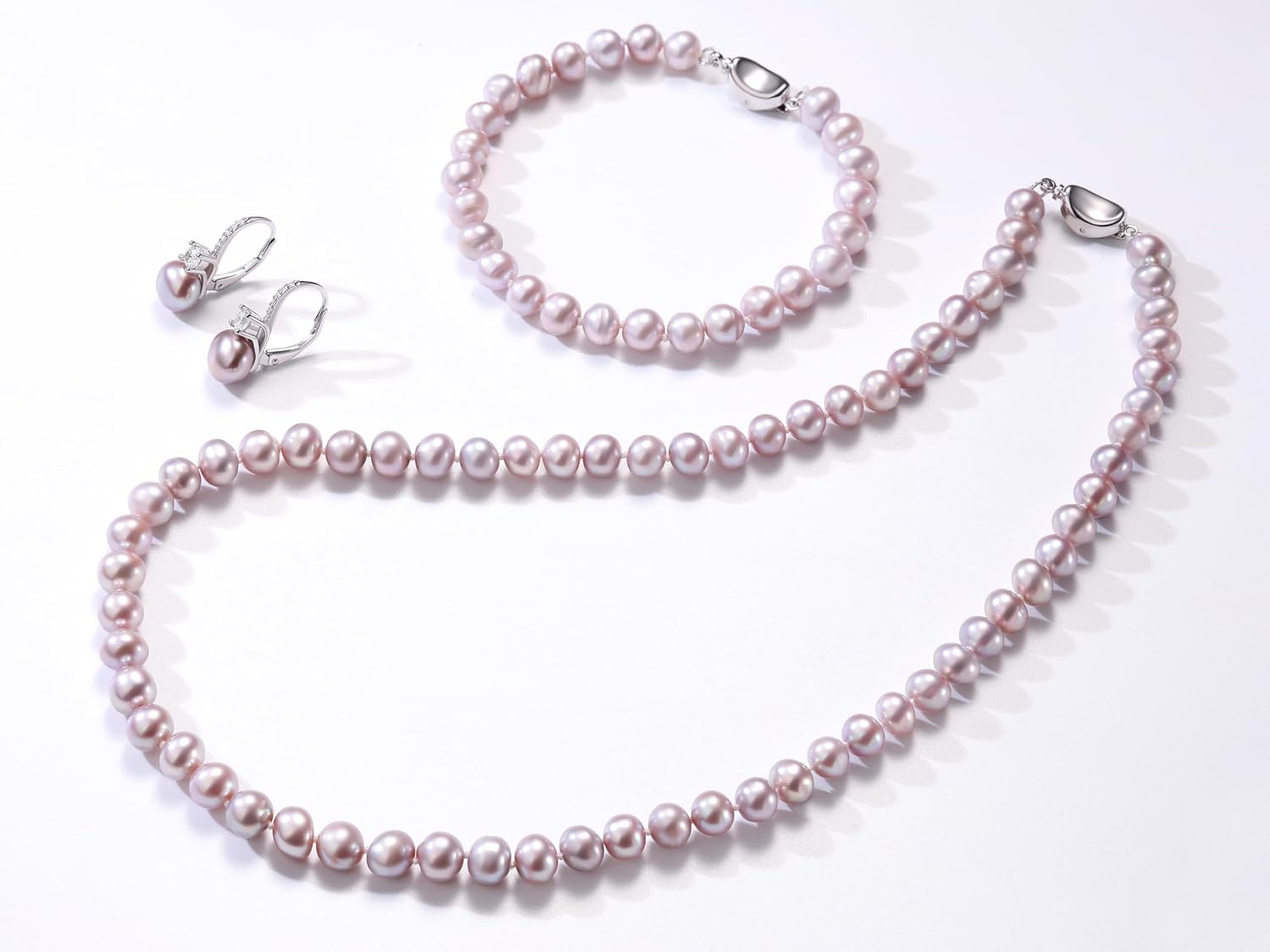 Detalle 2 de Freshwater Pearl Jewelry Set, 925 Sterling Silver
