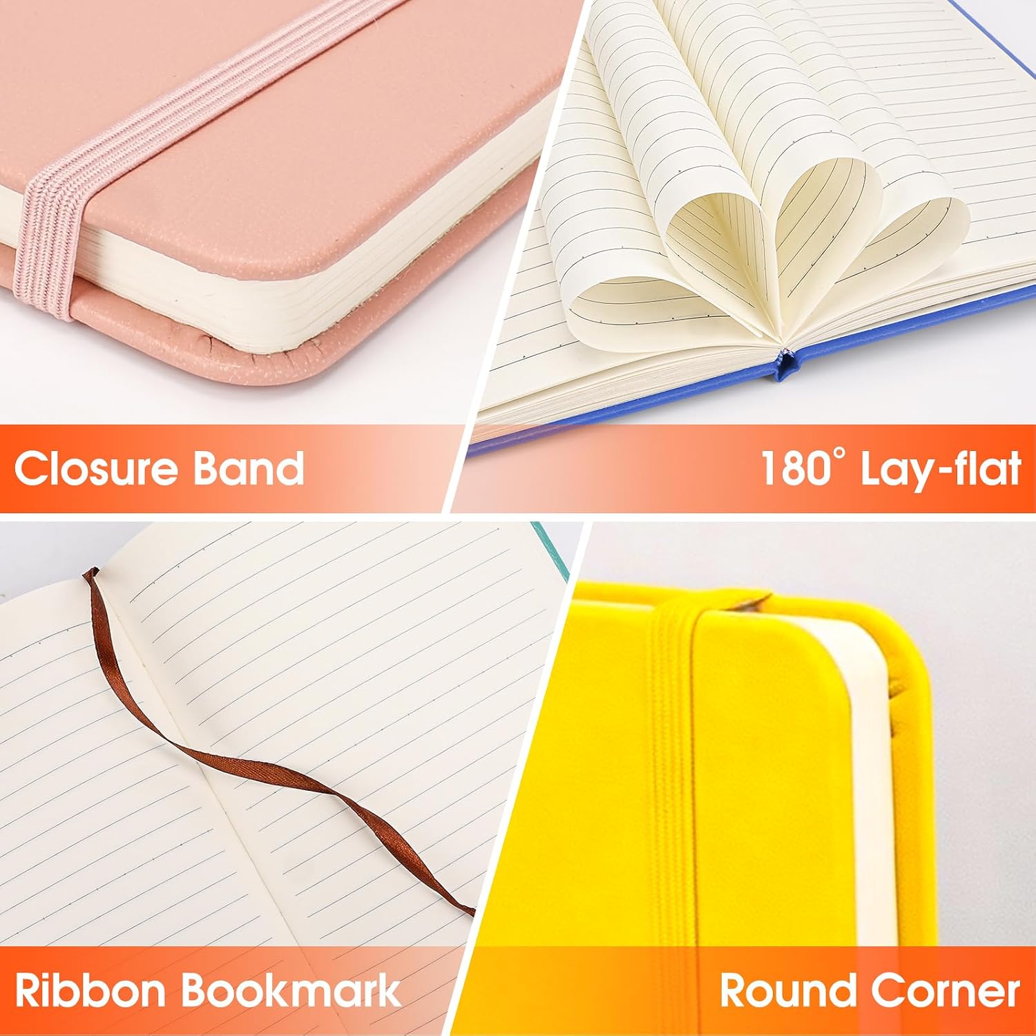 Detalle de BGUP 16-Pack A5 Hardcover Lined Notebooks, 136 Pages, 8 Colors