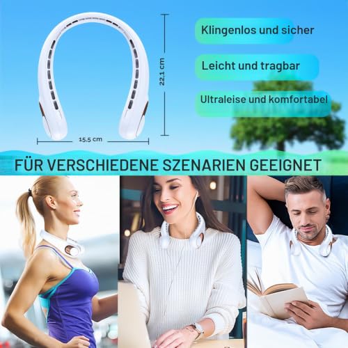 Detalle 2 de KIDEE Nackenventilator – 360° Luftstrom, ultraleise, 3 Stufen, 4000 mAh Akku