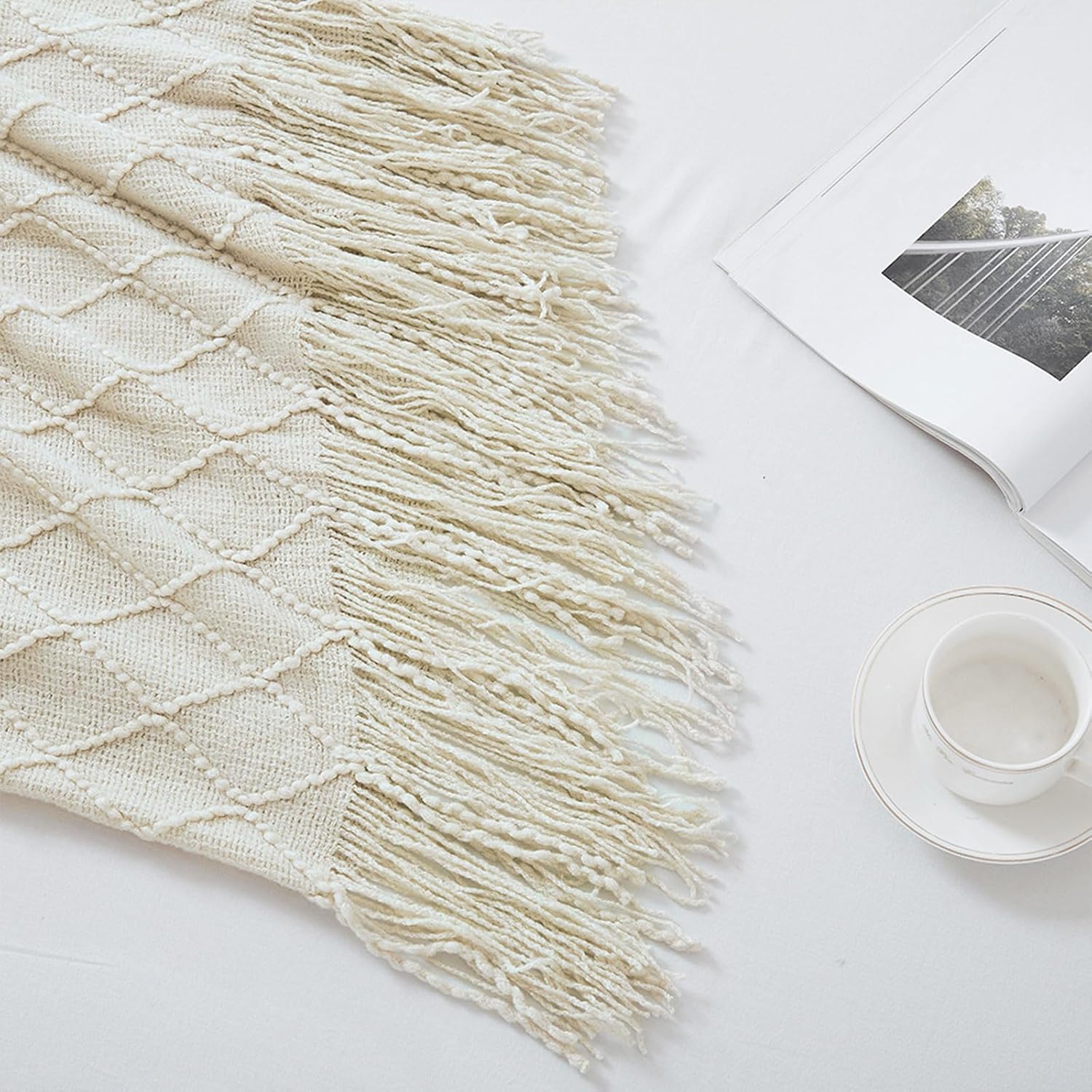 Thumbnail 4 de BOURINA Beige Throw Blanket 50x60 Inches knit blanket 🛋