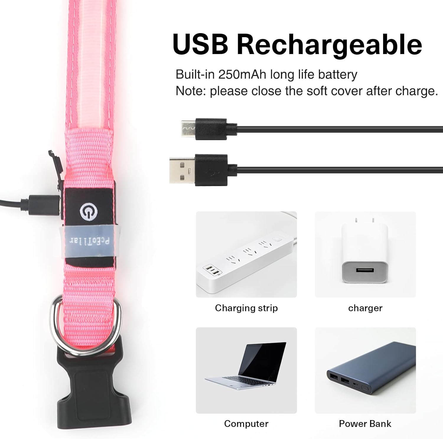 Thumbnail 3 de PcEoTllar Collar LED para Perro Recargable