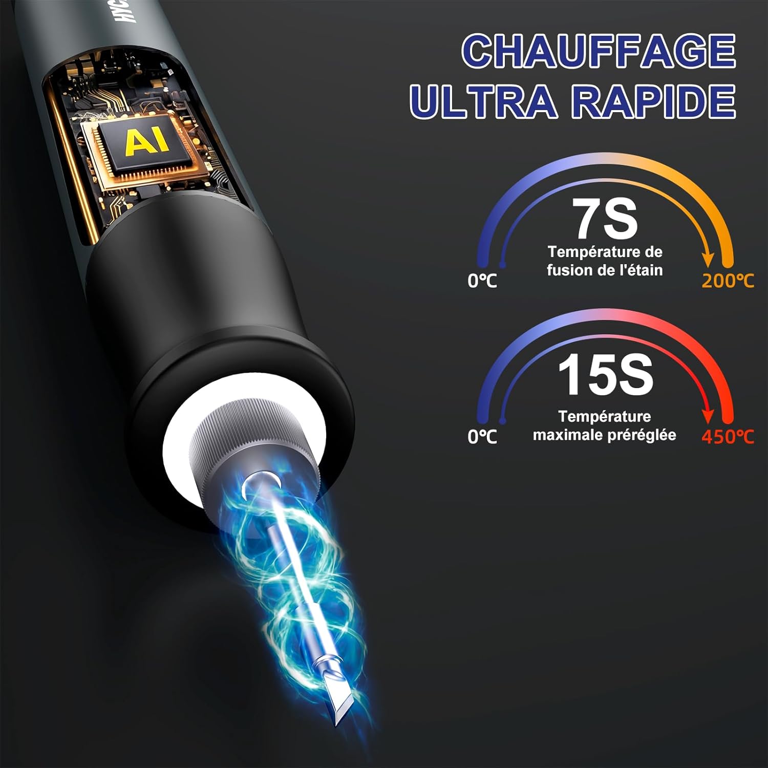 Detalle de HYCHIKA Fer à Souder sans Fil avec Batterie 2600 mAh – Précision et mobilité pour l’électronique et le bricolage