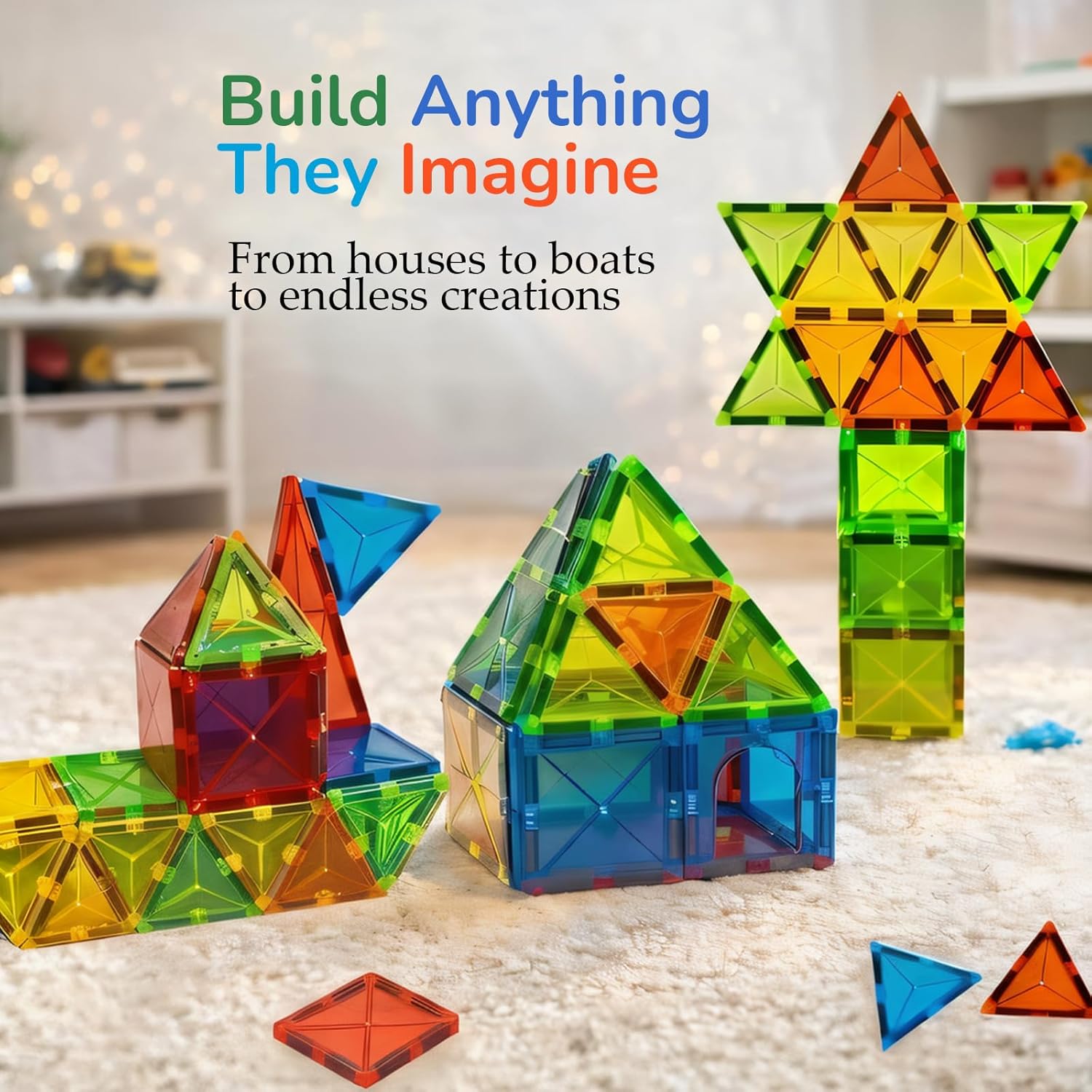 Thumbnail 5 de LATI 130-Piece Magnetic Tile Big Set for Kids