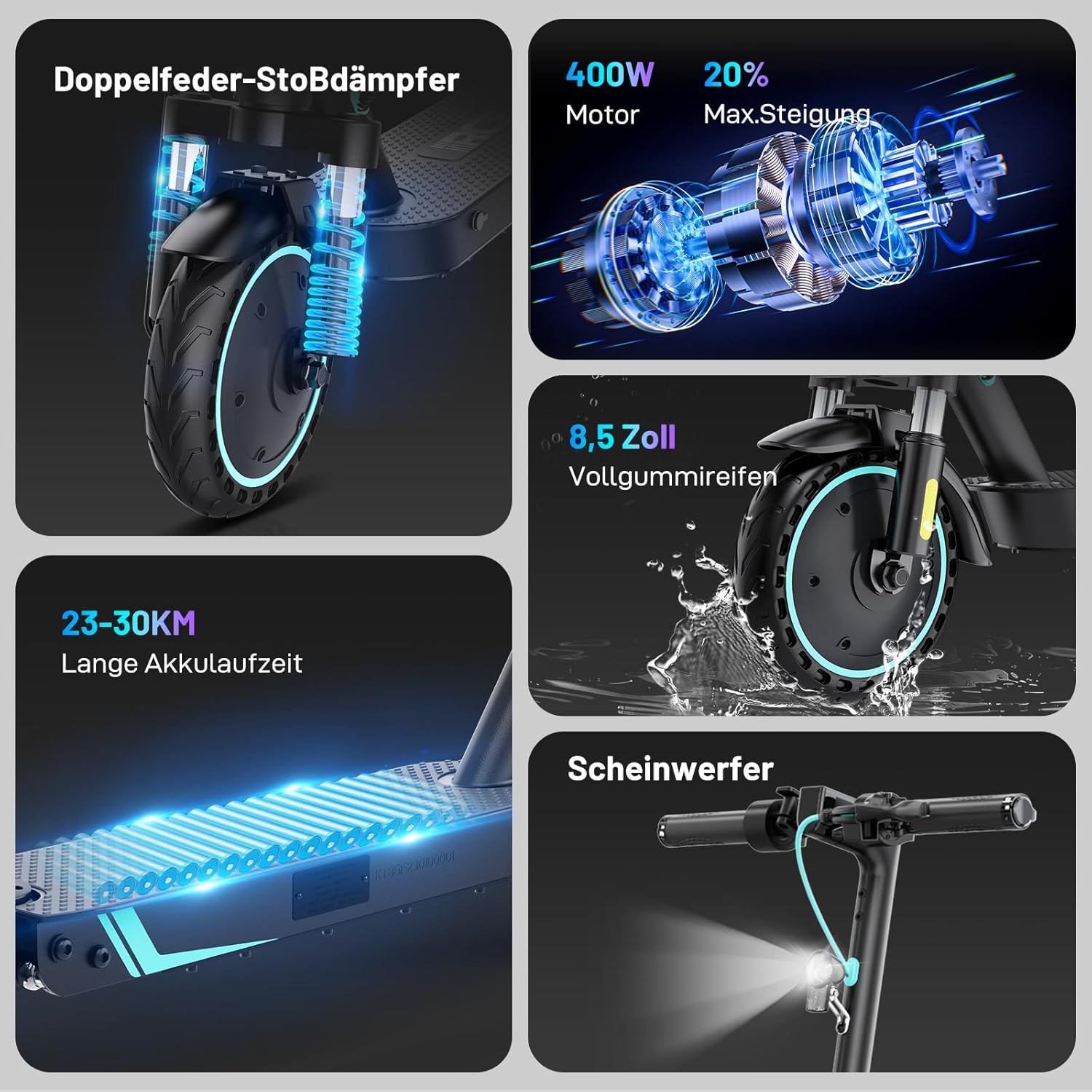Thumbnail 2 de RCB E-Scooter mit Straßenzulassung (ABE) EV85F – 400W, 8,5–10 Zoll, klappbar