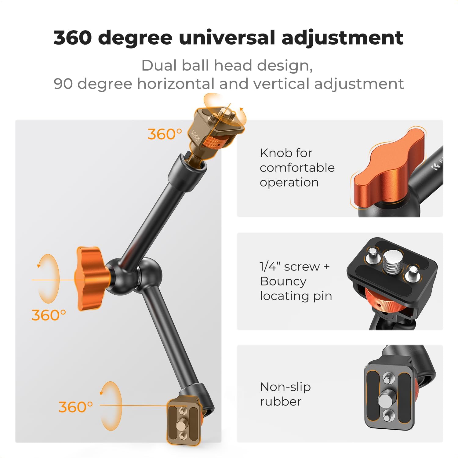 Detalle de K&F CONCEPT 11" Magic Arm with 1/4" Screw