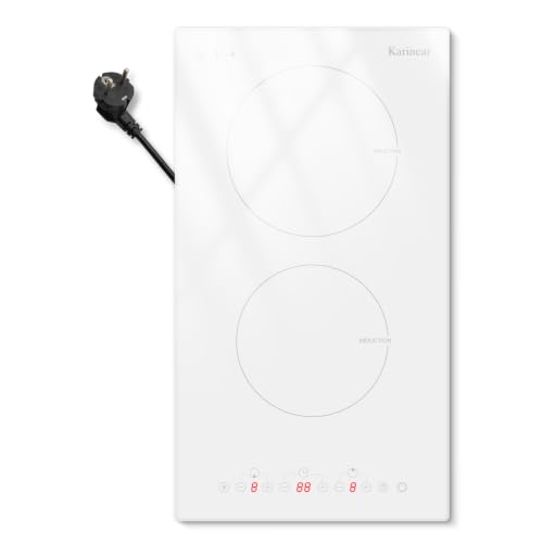 Detalle de Karinear Plaque Induction Blanc 2 Feux – 3500 W, Boost, Pratique et Facile à installer