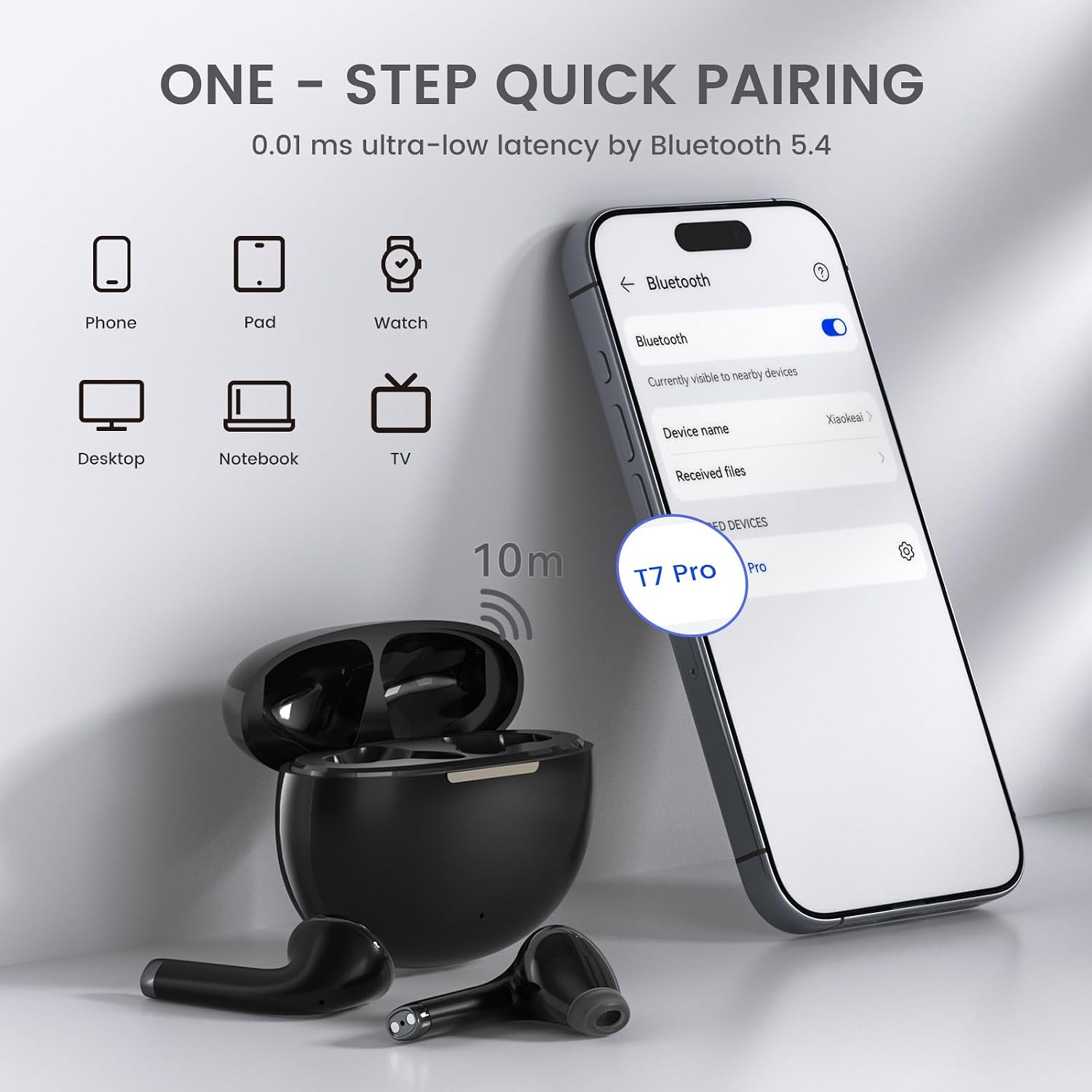 Thumbnail 6 de Yobola kabellose Bluetooth-In-Ear-Kopfhörer (True Bluetooth 5.4) für Samsung Galaxy, iPhone & Xiaomi – inkl. Ladecase
