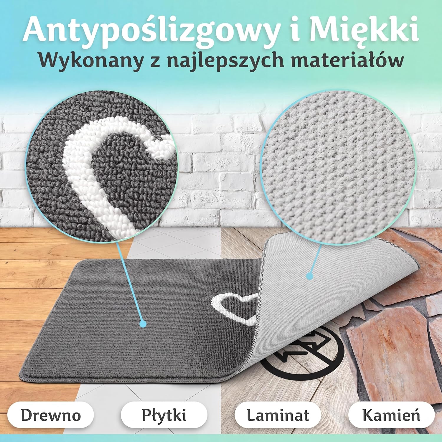 Thumbnail 4 de BODENSTÄNDIG wycieraczka wewnętrzna chłonna do prania z sercem, 40 × 60 cm