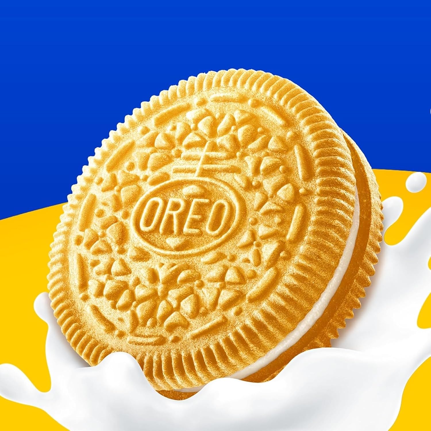 Detalle de OREO Golden – Biscuits dorés fourrés vanille, présentoir 20 paquets (66 g) – format familial