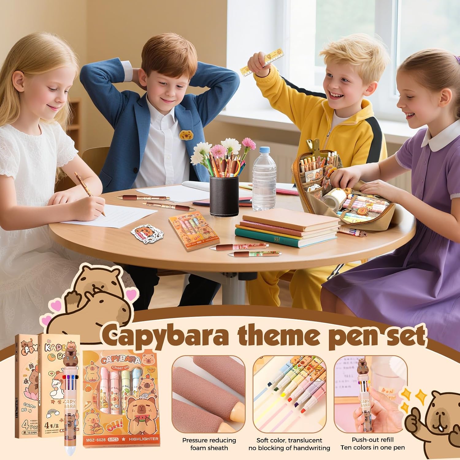 Detalle 2 de Pardofelis Capybara 66-delige schrijfset met etui in PVC en 2 vakken