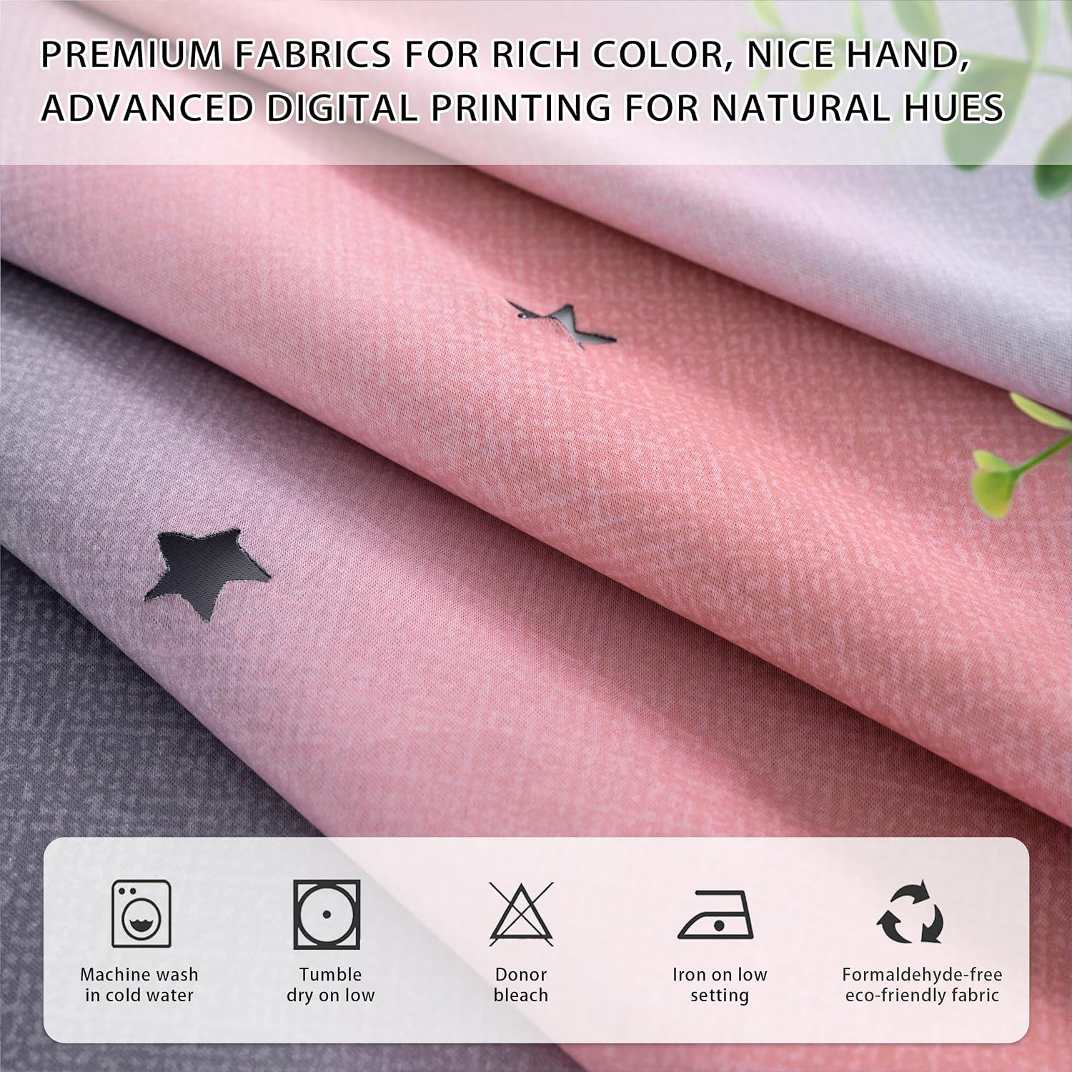 Thumbnail 5 de XiDi Grey Thermal Curtains 52x72 Inch (132x183cm) for Nursery & Glass Door – Ombre Sheer Wall Decor, 2-Layer Star Design