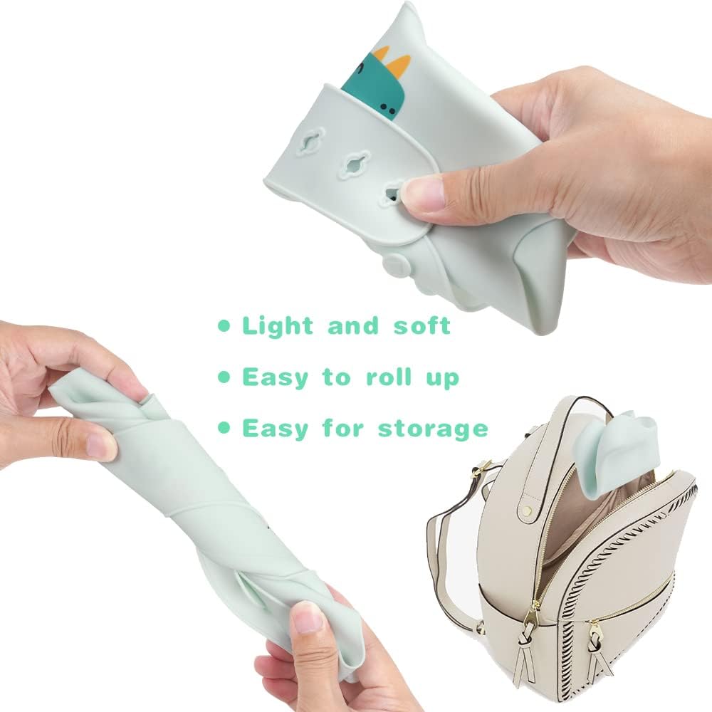 Thumbnail 3 de Vicloon Bavaglini 3D Silicone, 2PCS – Impermeabili, senza BPA, con tasca raccoglipappa e 4 strap regolabili (dinosauro e escavatore)