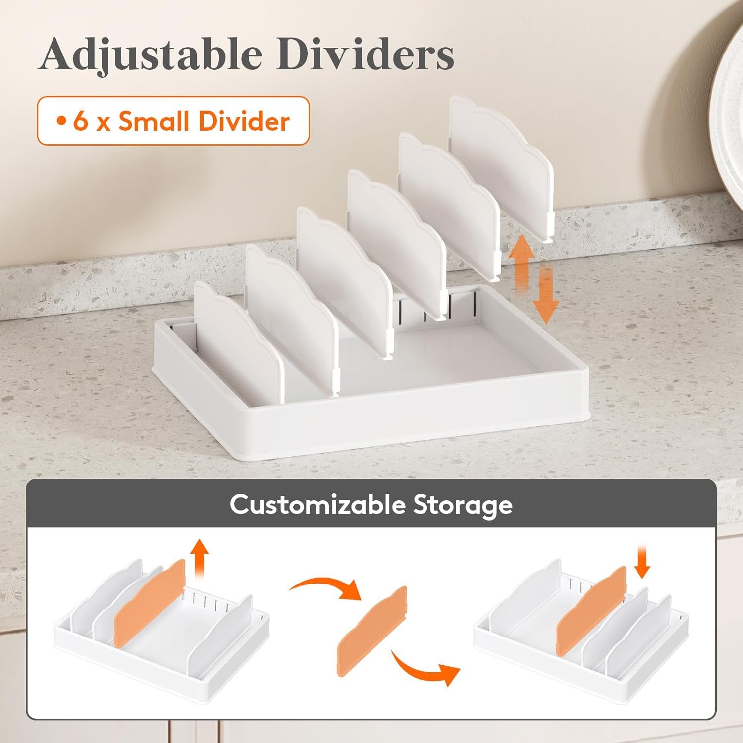 Detalle de Lifewit Adjustable Lid Organizers, 6 Dividers ⚙