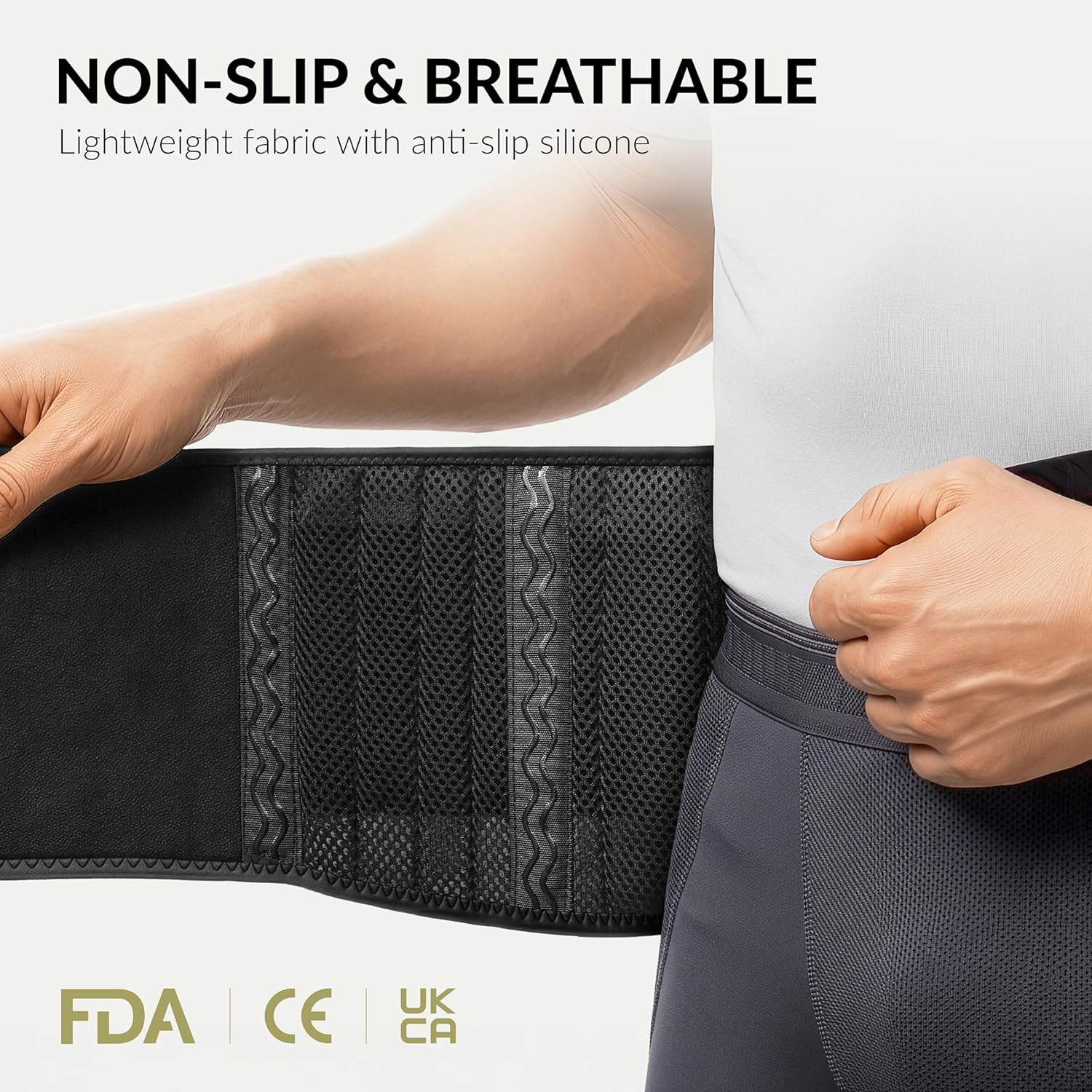 Detalle de BraceUP Back Brace for Men and Women: Breathable Lower Back Support with Dual Straps (L/XL 35-43 in)