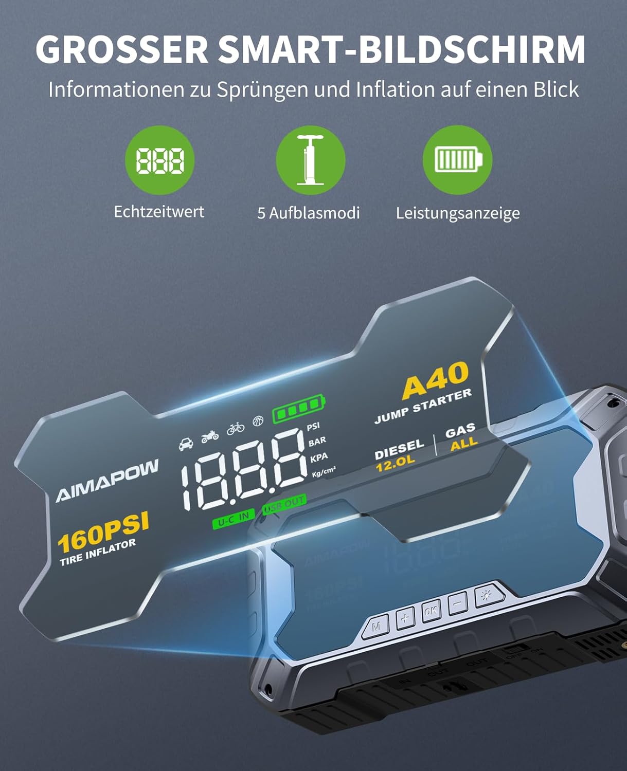 Thumbnail 5 de AIMAPOW Starthilfe Powerbank 27000mAh für Pkw 🔋