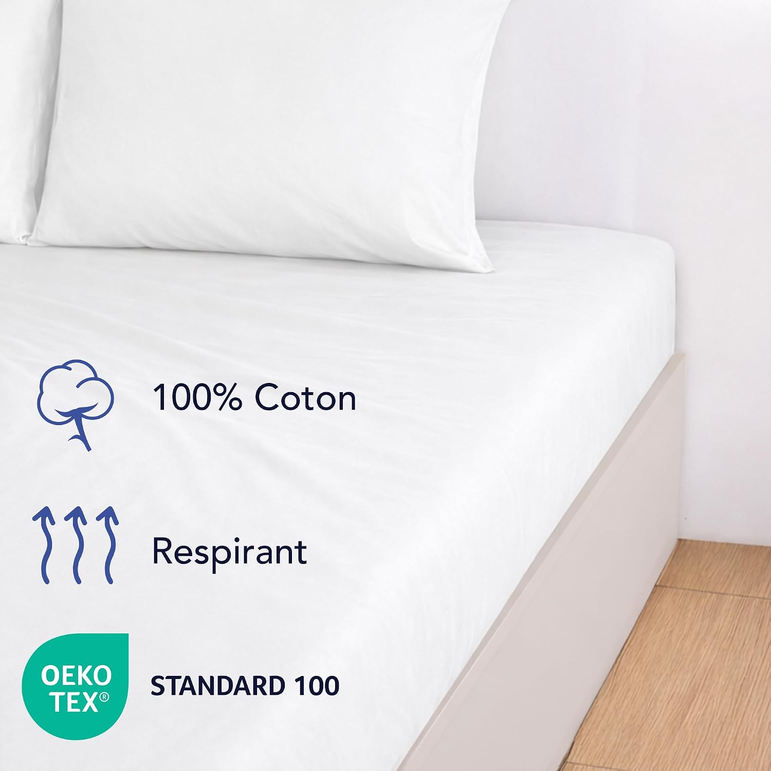 Detalle 2 de Dreamzie Drap Housse 160 x 200 Coton 30 cm