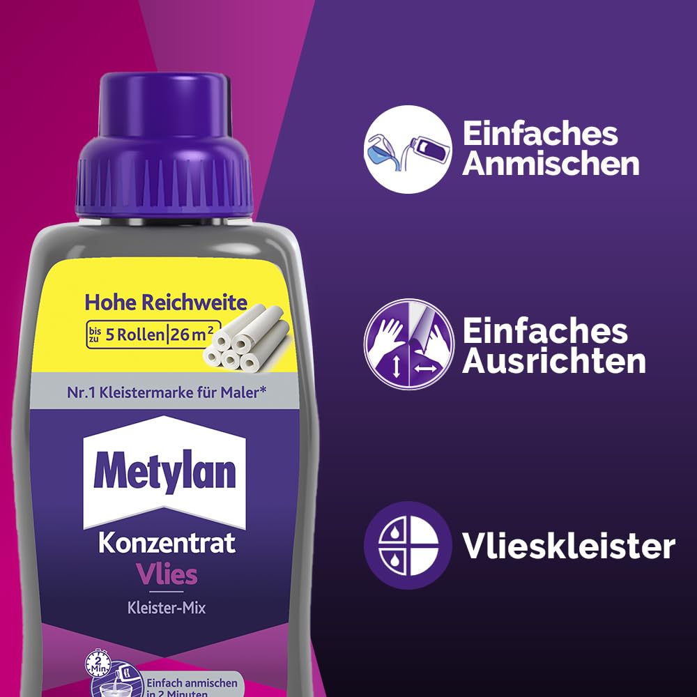 Thumbnail 3 de Metylan Vlies Fertigkleister Konzentrat – starker Kleister für Vliestapeten, 1x500 g