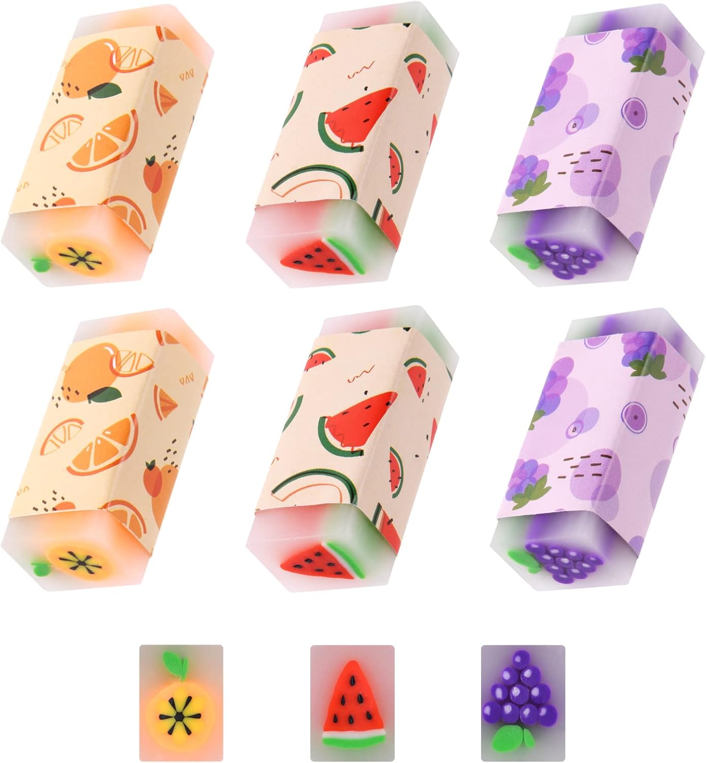 Gommes fruits Vicloon ColoréEs – 6 gommes illustrées pour enfants et élèves
