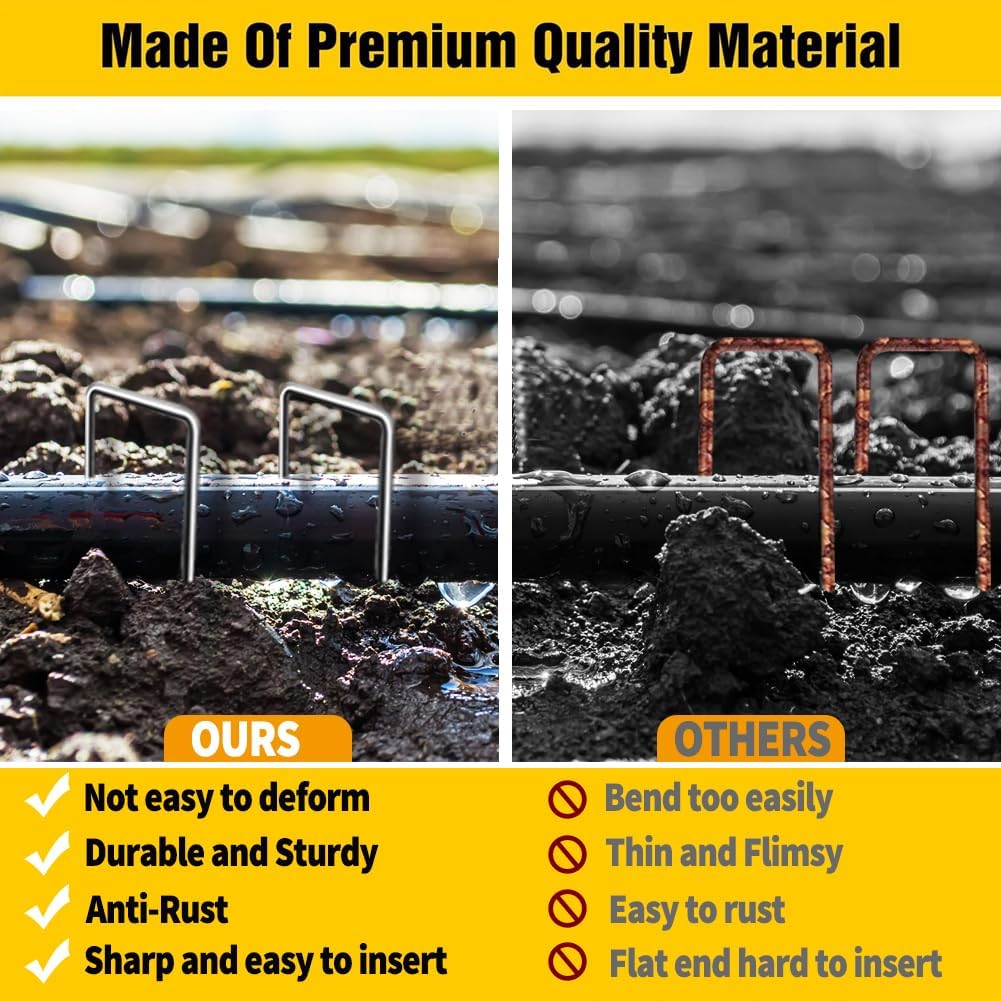 Thumbnail 4 de Garden Pegs 45 Pack: Galvanised 4 inch U-shaped stakes for weed membrane, fabric and more