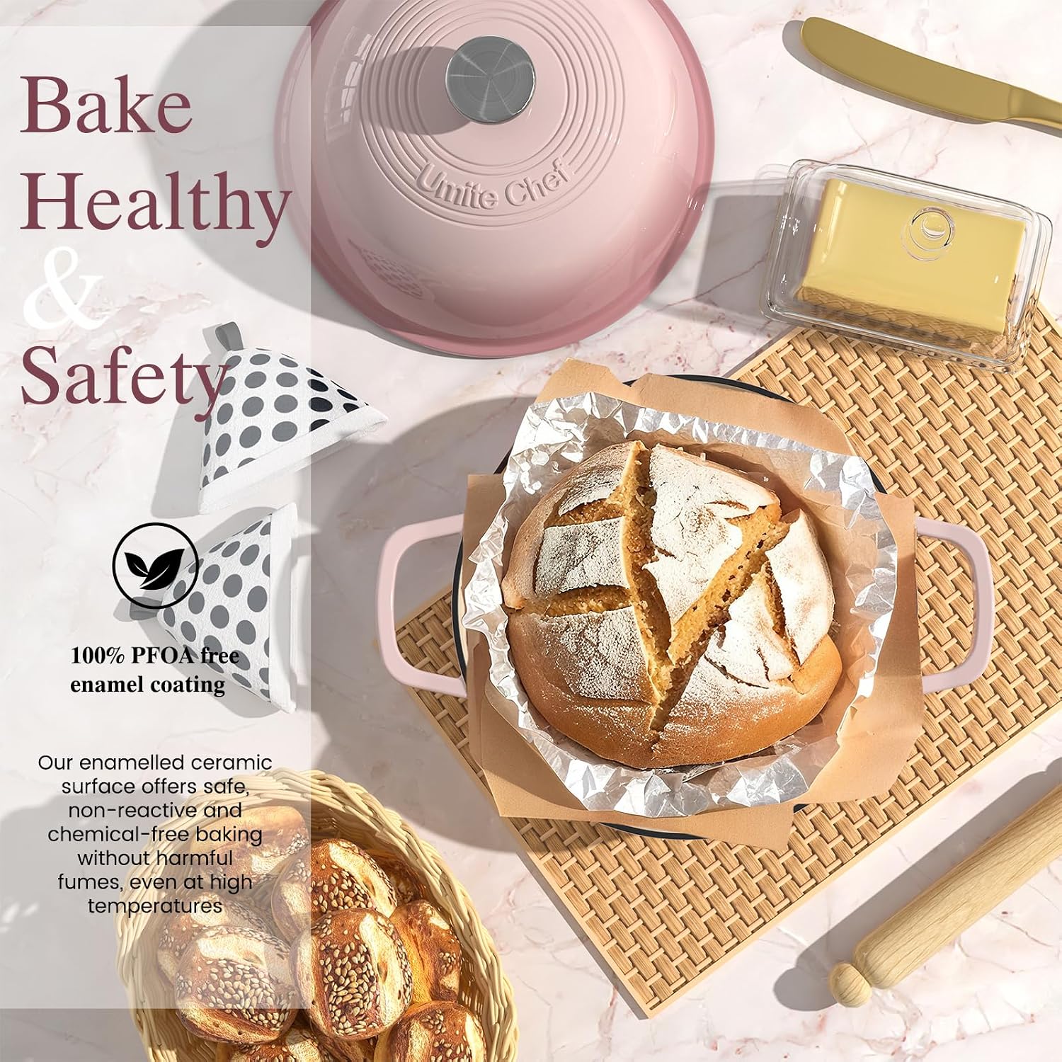 Thumbnail 1 de Umite Chef 6-Qt Cast Iron Dutch Oven Bread Pot