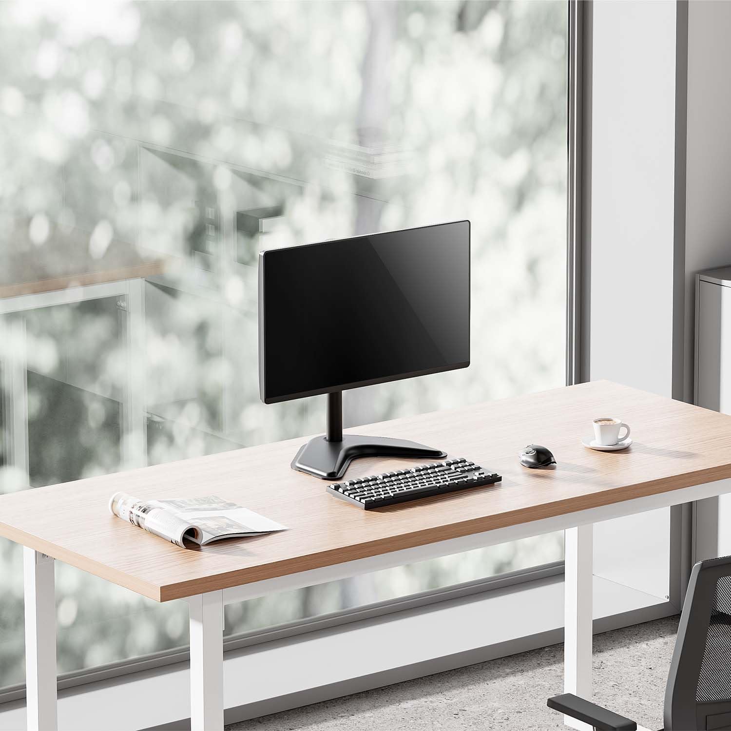 Thumbnail 4 de AISENS Supporto da tavolo con piedistallo eco girevole e inclinabile per monitor TV 10kg da 17–32 nero