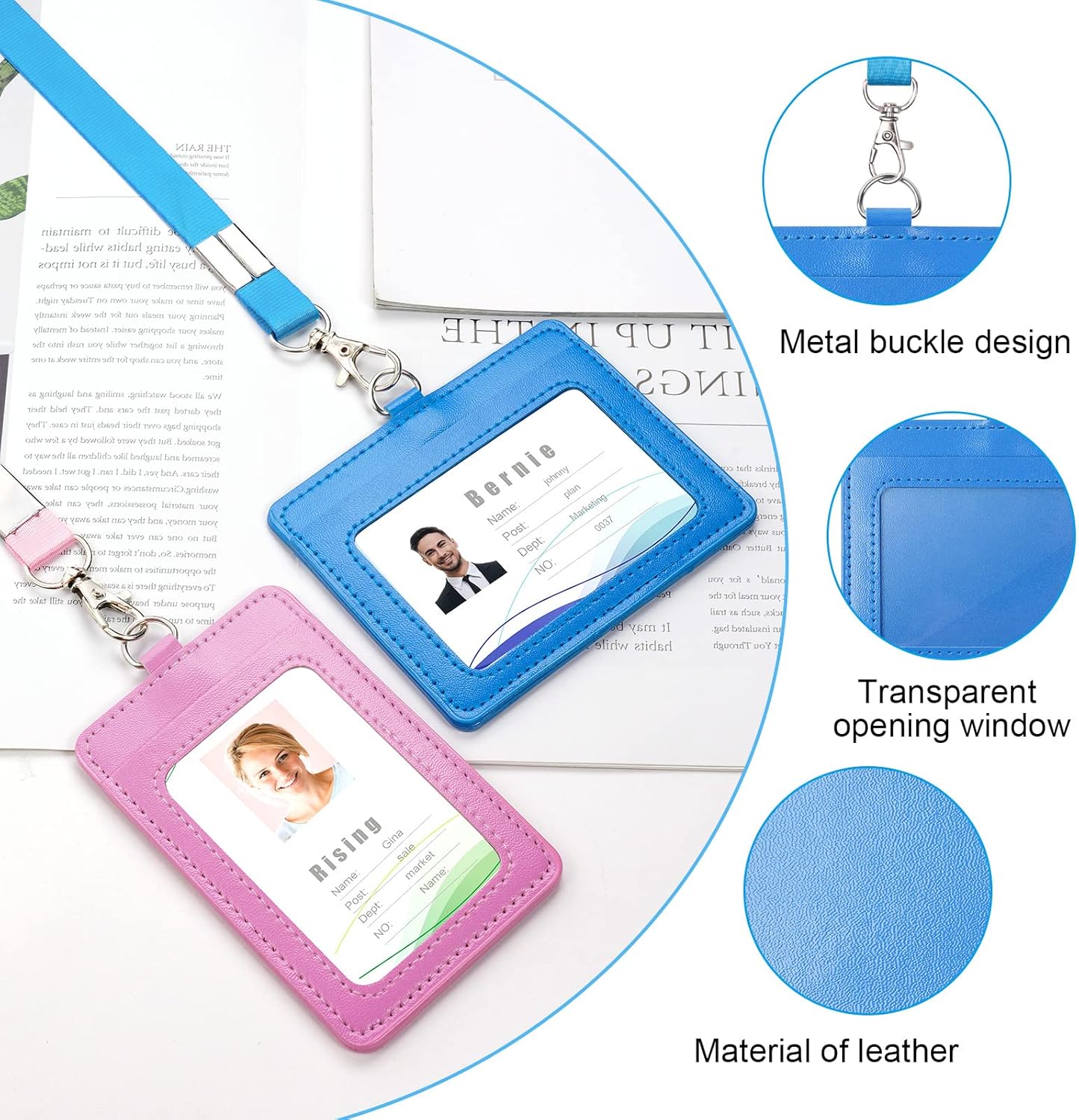 Thumbnail 2 de Vicloon Porte-badge cuir PU 2 pièces 🎫