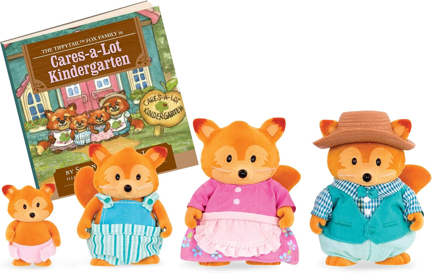 Detalle 2 de Li'L Woodzeez Le volpi Tippytail – Set di 4 figurine floccate per gioco di ruolo e fantasia