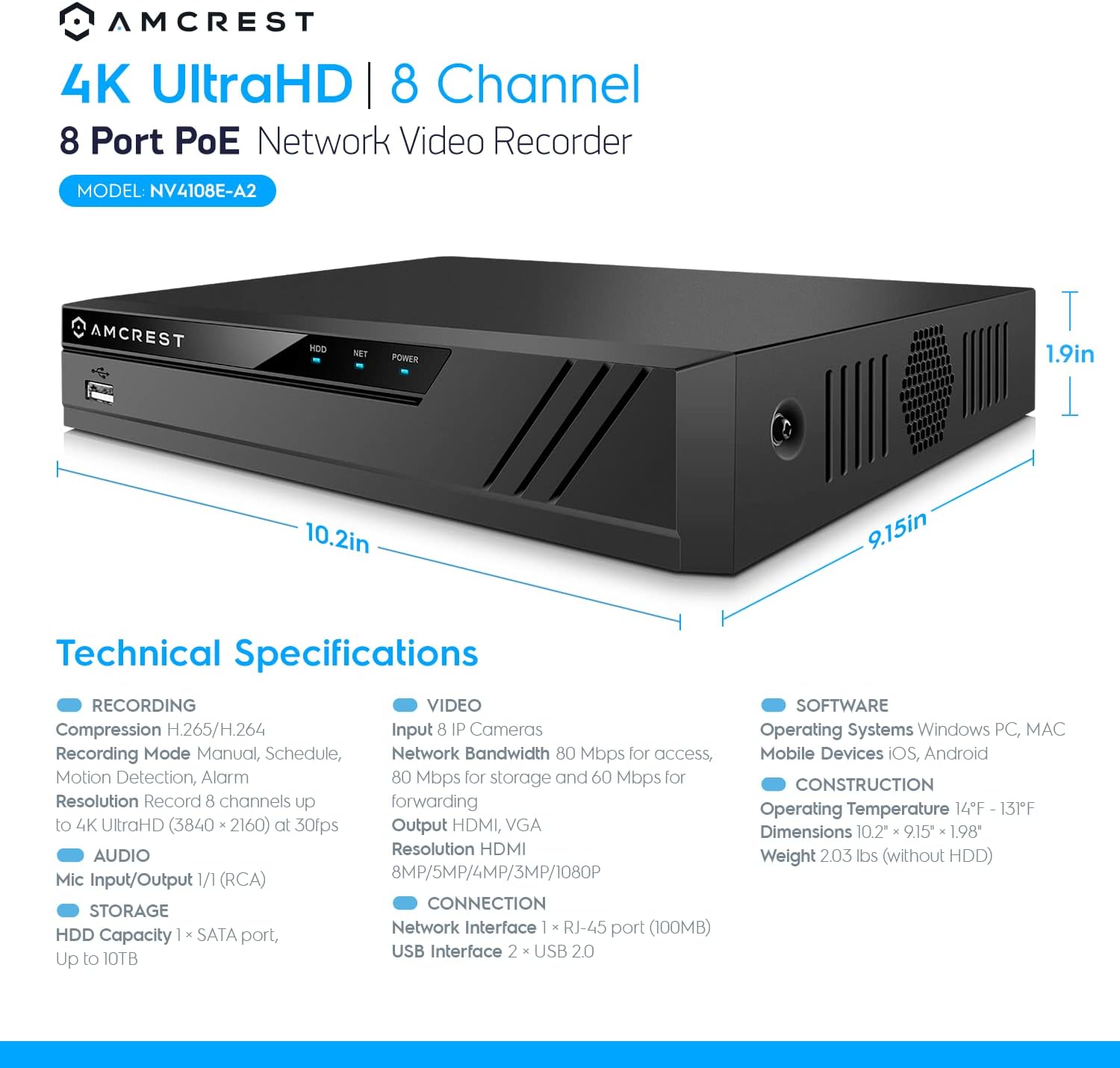 Thumbnail 6 de Amcrest NV4108E-A2 8CH NVR