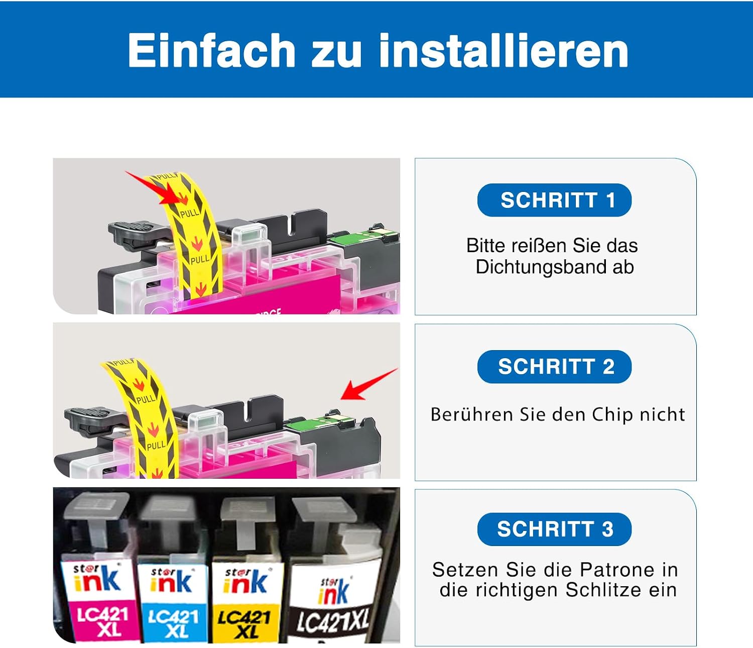 Detalle de st@r ink Starink LC422XL kompatible Druckerpatronen im 4er-Multipack (für Brother LC422/LC422XL)