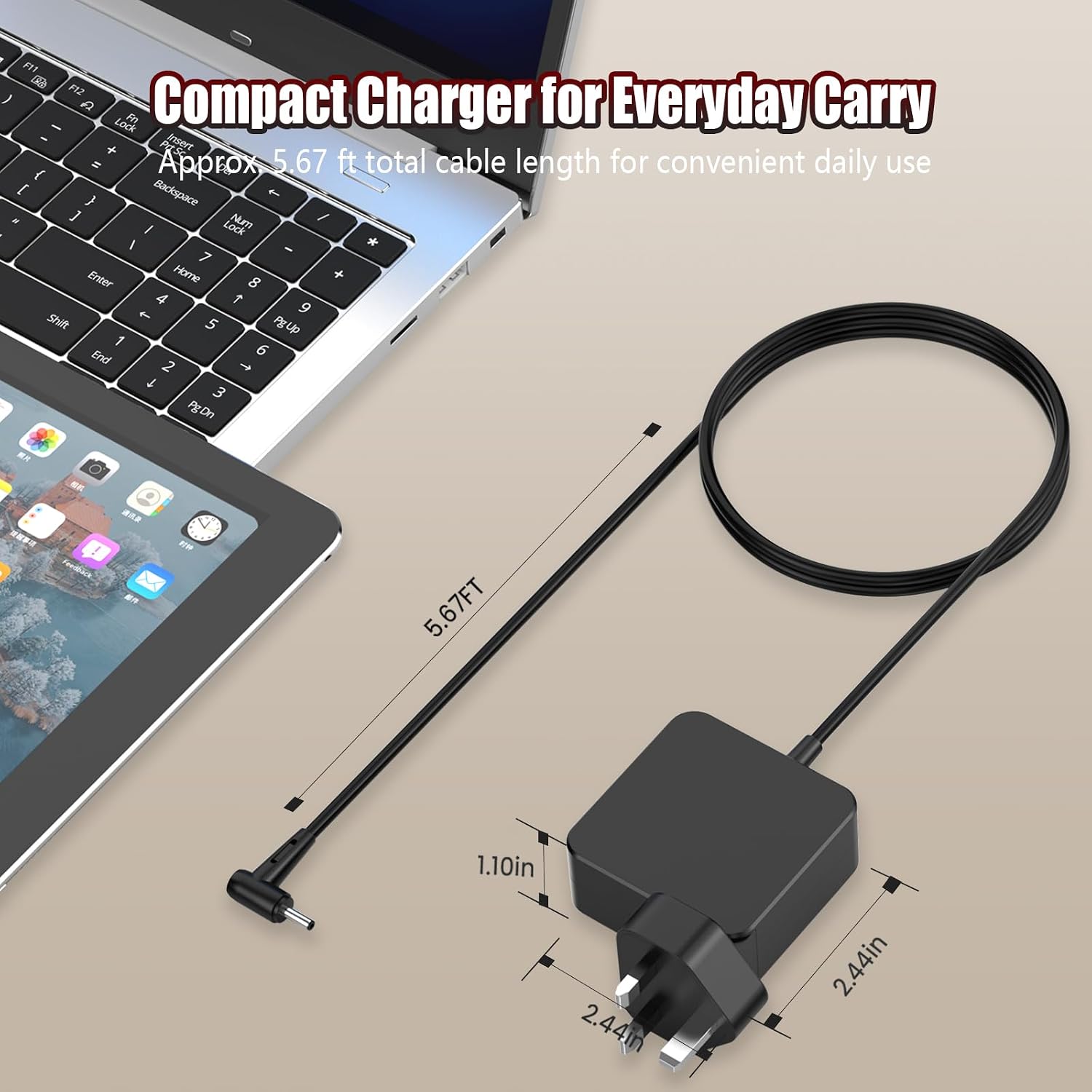 Thumbnail 6 de 45W Laptop Charger (20V 2.25A) with 4.0 x 1.7mm Round Tip – Replacement for selected Lenovo IdeaPad & Yoga models