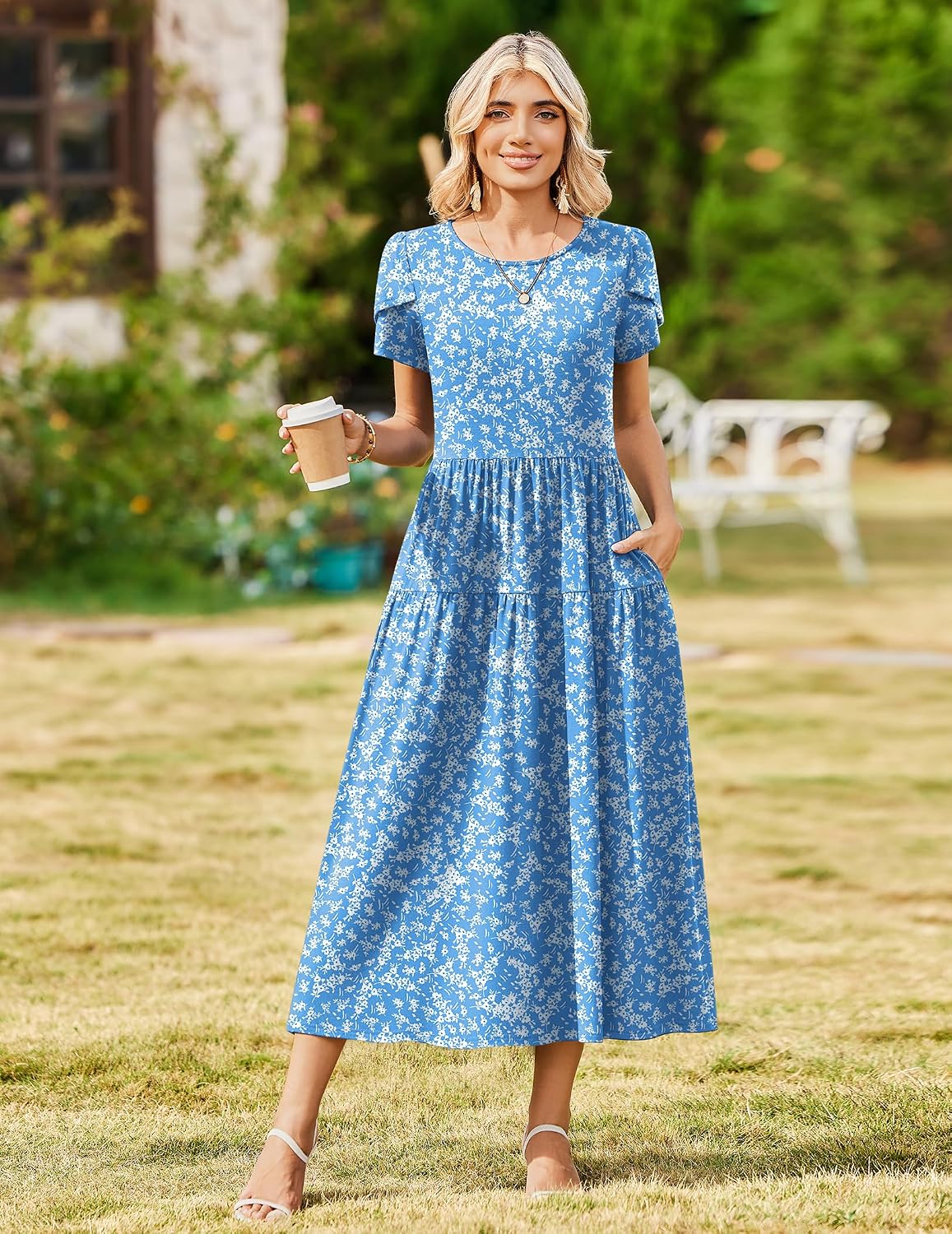 Detalle 2 de Zeagoo Summer Dresses for Women 2026 Maxi Bohemian Floral Dress