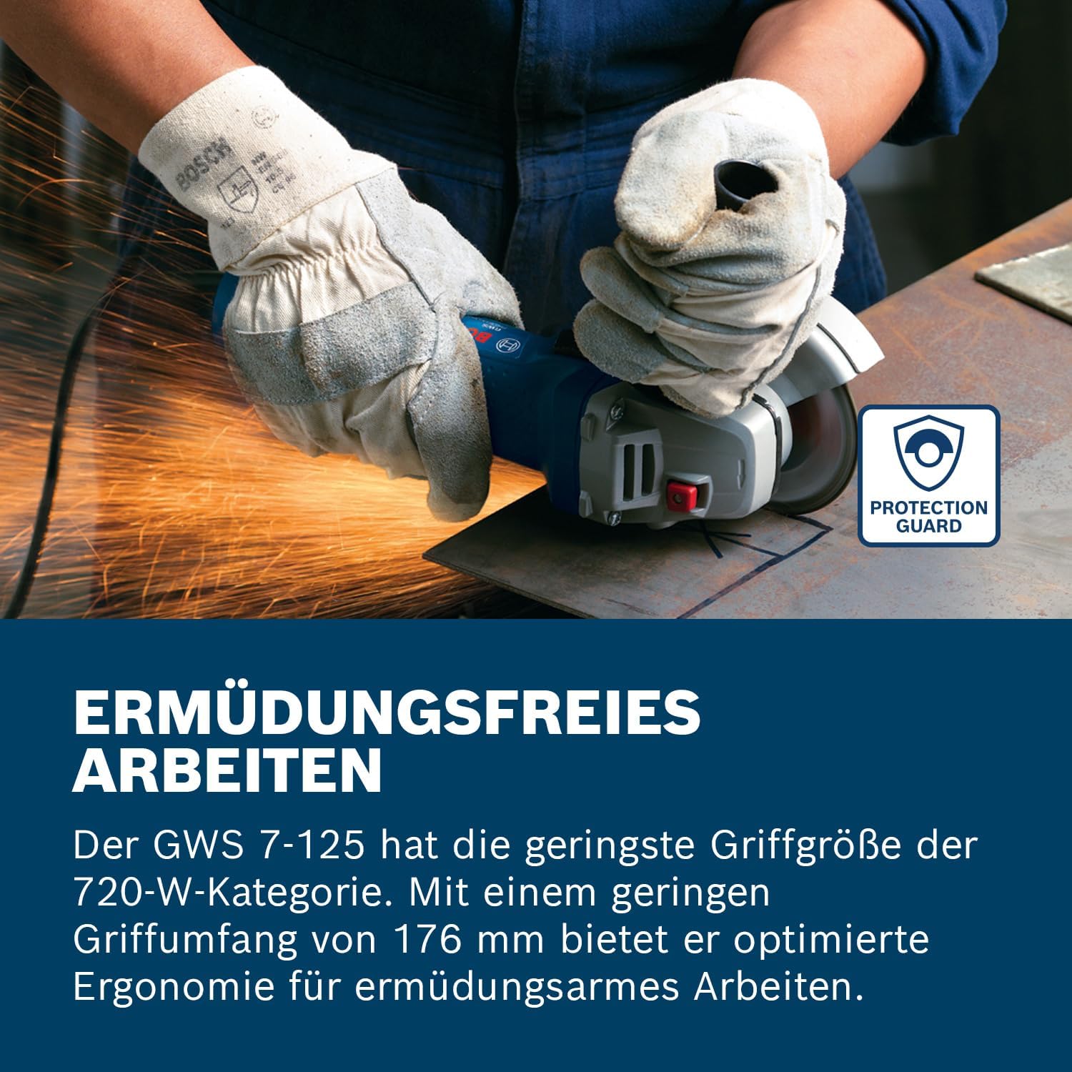 Thumbnail 2 de Bosch Professional Winkelschleifer GWS 7-125 (Scheiben-Ø 125 mm, 720 Watt) – inkl. Zusatzhandgriff & Schutzhaube