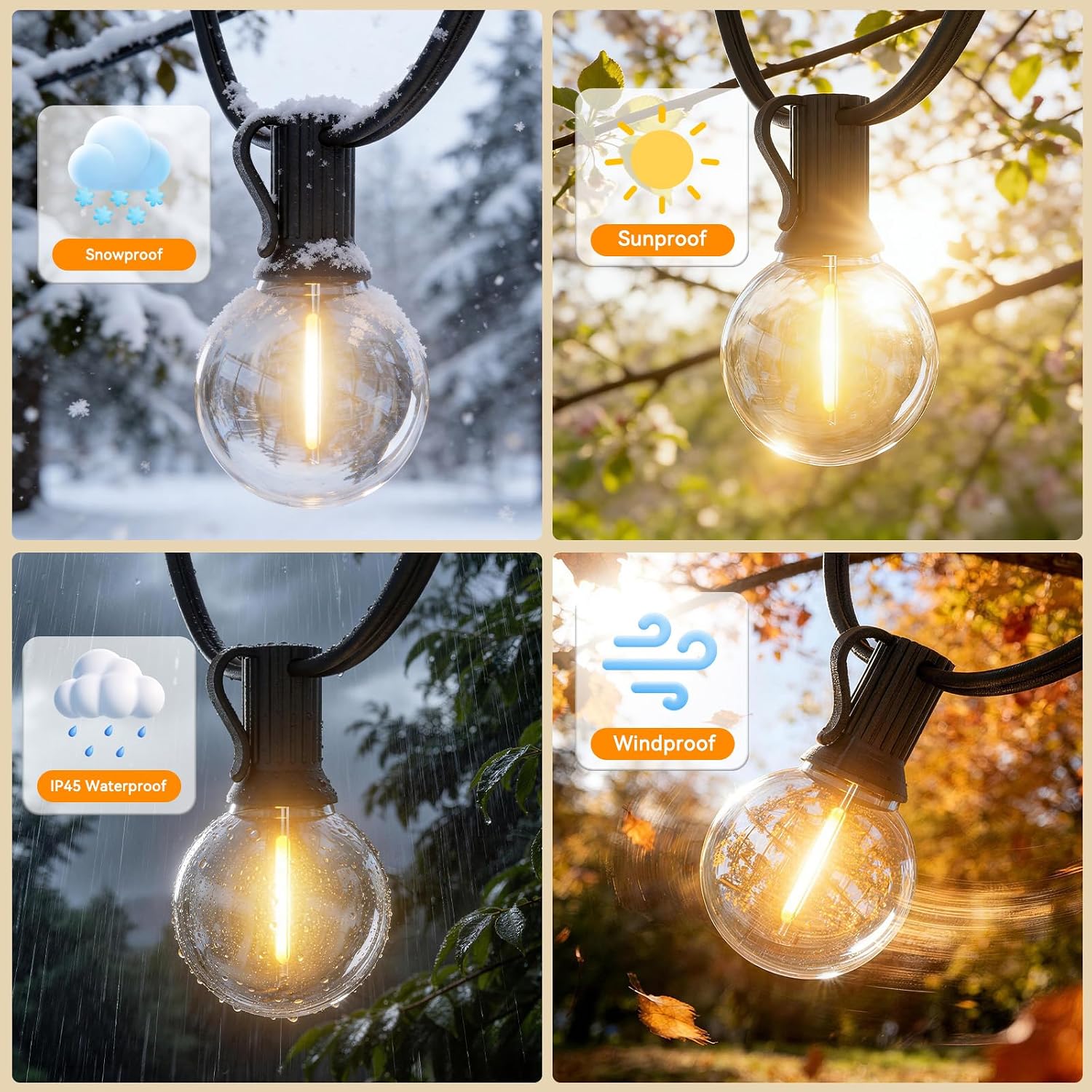 Thumbnail 3 de Dotrvmp LED Outdoor String Lights 200FT/60M Festoon Lights with Shatterproof G40 Bulbs