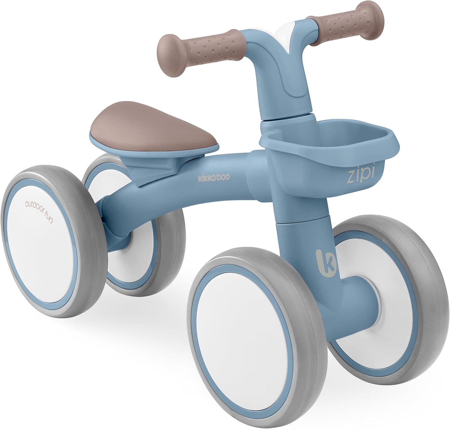 KikkaBoo ZIPI: Bicicletta di equilibrio senza pedali per bambini 1–3 anni con cestino e manubrio bloccabile