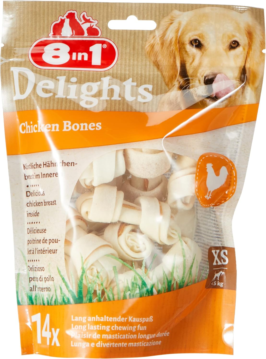 Detalle de 8in1 Delights Xs 14 Os à Mâcher – Os à mâcher au poulet pour chien (168 g)