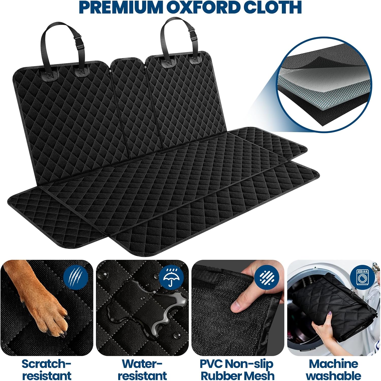 Thumbnail 2 de Dayacoco Dog Car Seat Cover, Waterproof, Non-Slip, Scratch-Proof Back Seat Protector for Cars & SUVs (135 cm × 123 cm) – Black