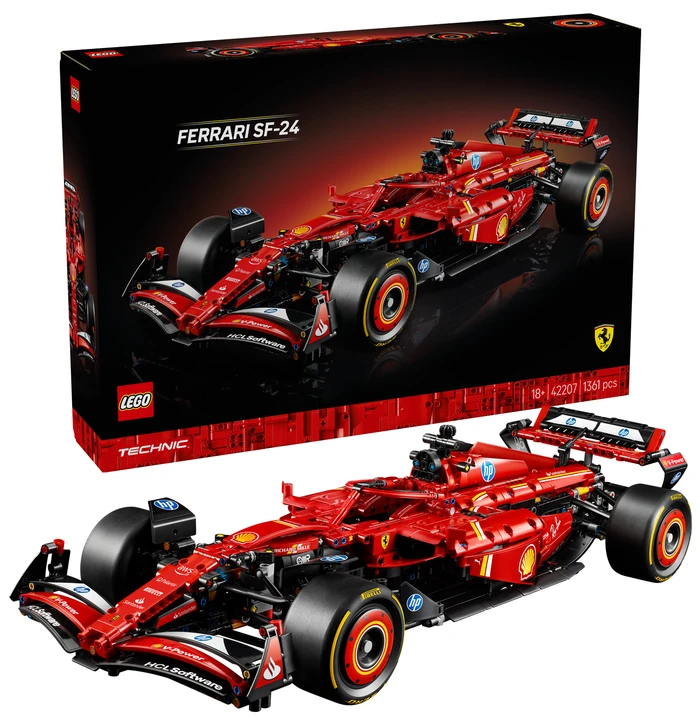 Detalle de LEGO Technic Ferrari SF-24 F1 Rennauto 42207 – Ausstellungsmodell mit 1.361 Teilen