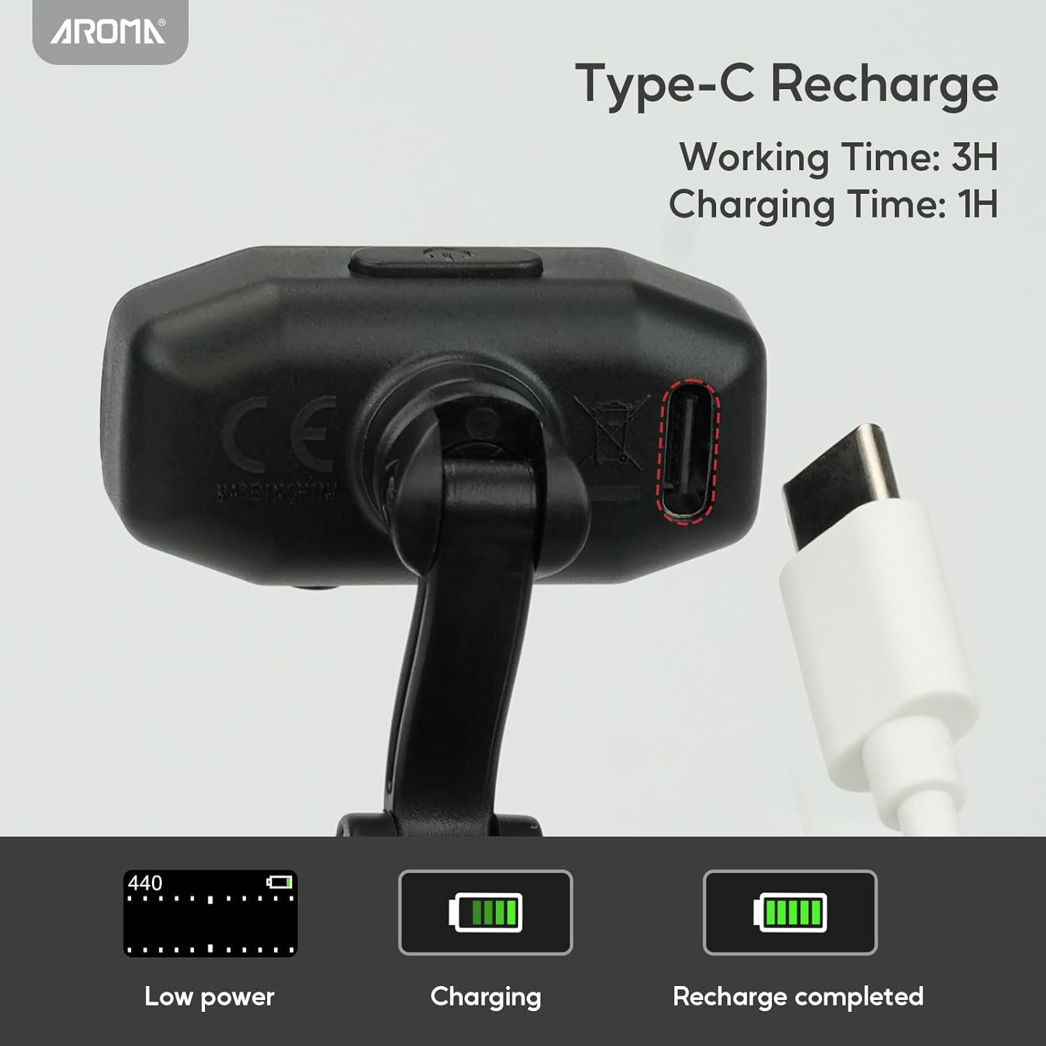 Detalle 2 de Aroma Guitar Tuner Clip On Rechargeable with TFT Screen – Chromatic & Multi-Instrument