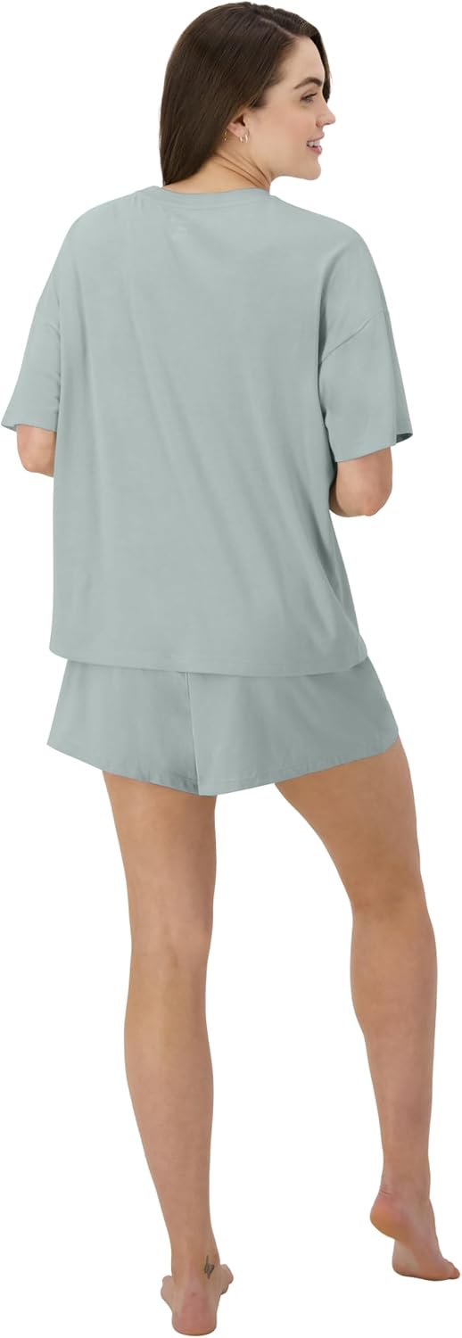 Detalle de Hanes Women’s SupertSoft Original Two-Piece Pajama Set (T-Shirt & Sleep Shorts)