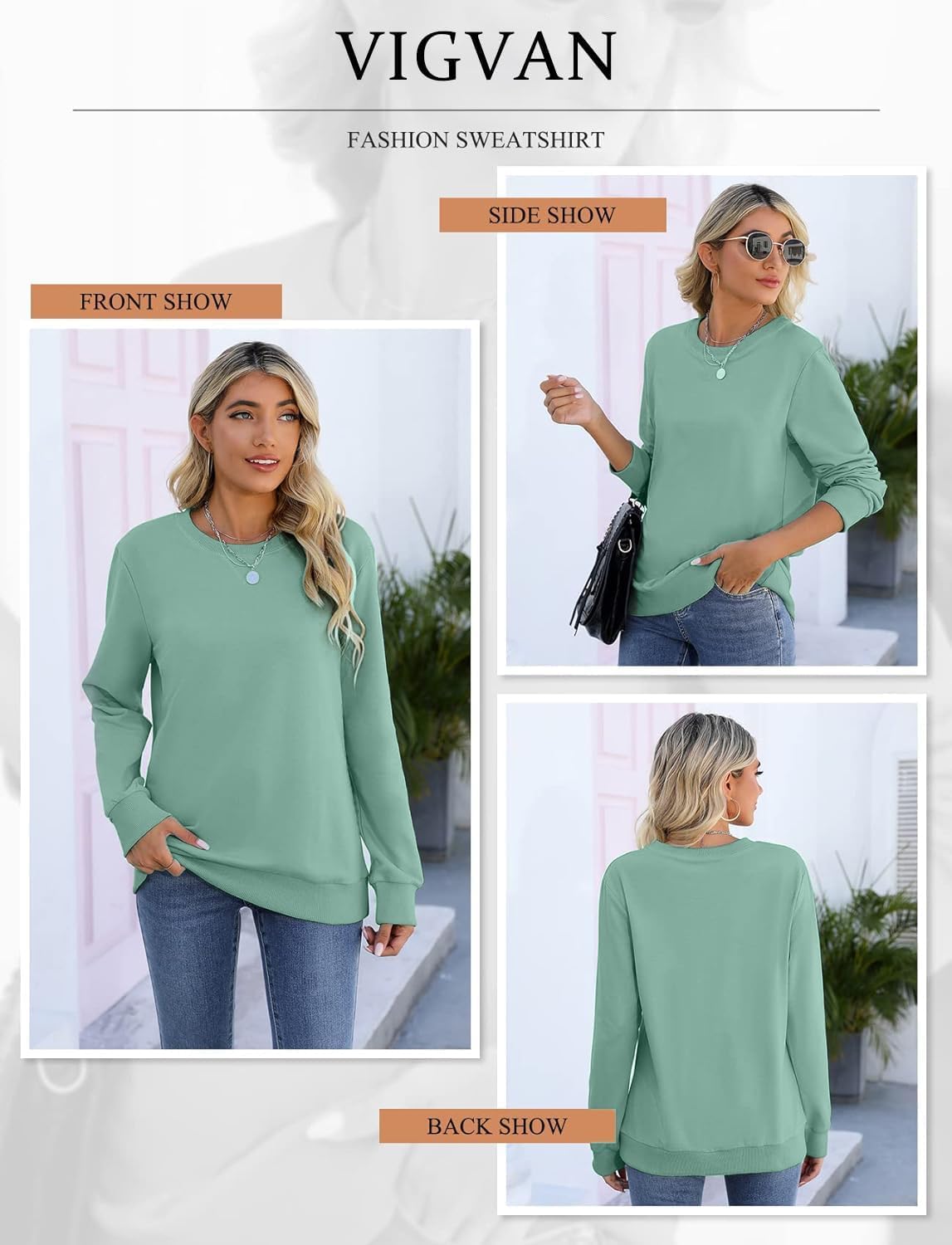 Thumbnail 4 de VIGVAN Damen Sweatshirt Pullover Rundhals