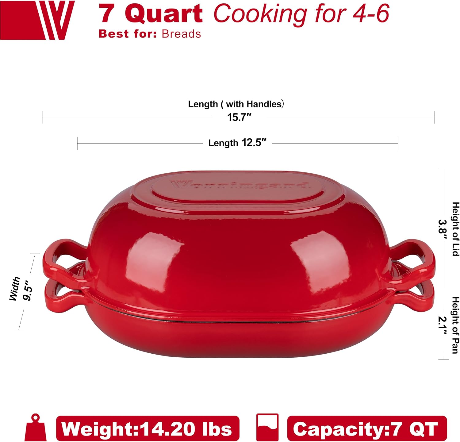 Detalle 2 de VORRINGARD 7QT Enameled Cast Iron Dutch Oven ๐ฒ