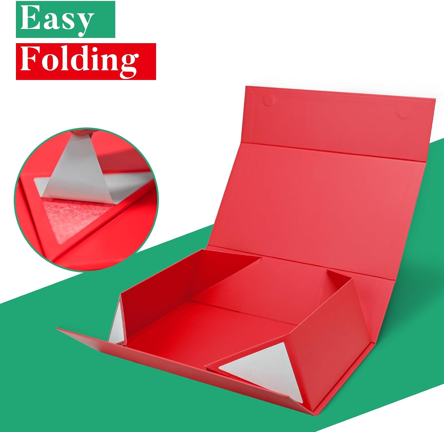 Detalle 2 de LIFELUM Red Christmas Gift Box 13.85 x 8.35 x 4.45 inches – Magnetic Closure, Reusable Large Gift Box