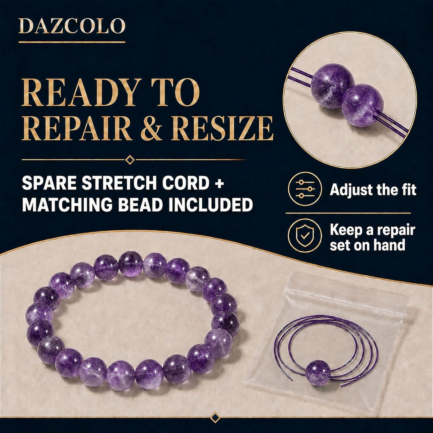 Detalle 1 de DAZCOLO Natural Gemstone Bracelet, 8mm Beads