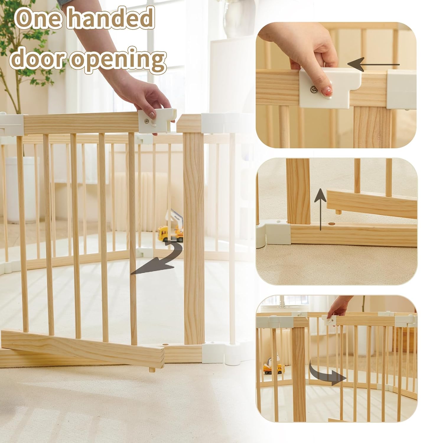 Thumbnail 3 de HUTOCADA Foldable Wooden Baby Playpen, Expandable 56 x 56 x 24-Inch Play Yard