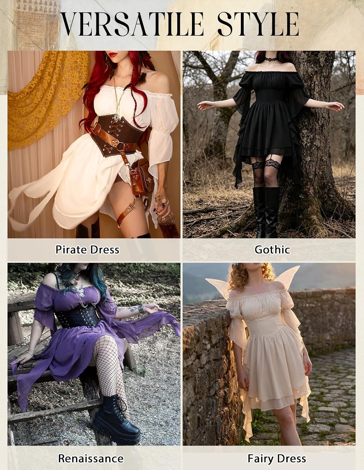 Thumbnail 5 de Scarlet Darkness Renaissance Mini Dress with Off-Shoulder Ruffles and Pockets