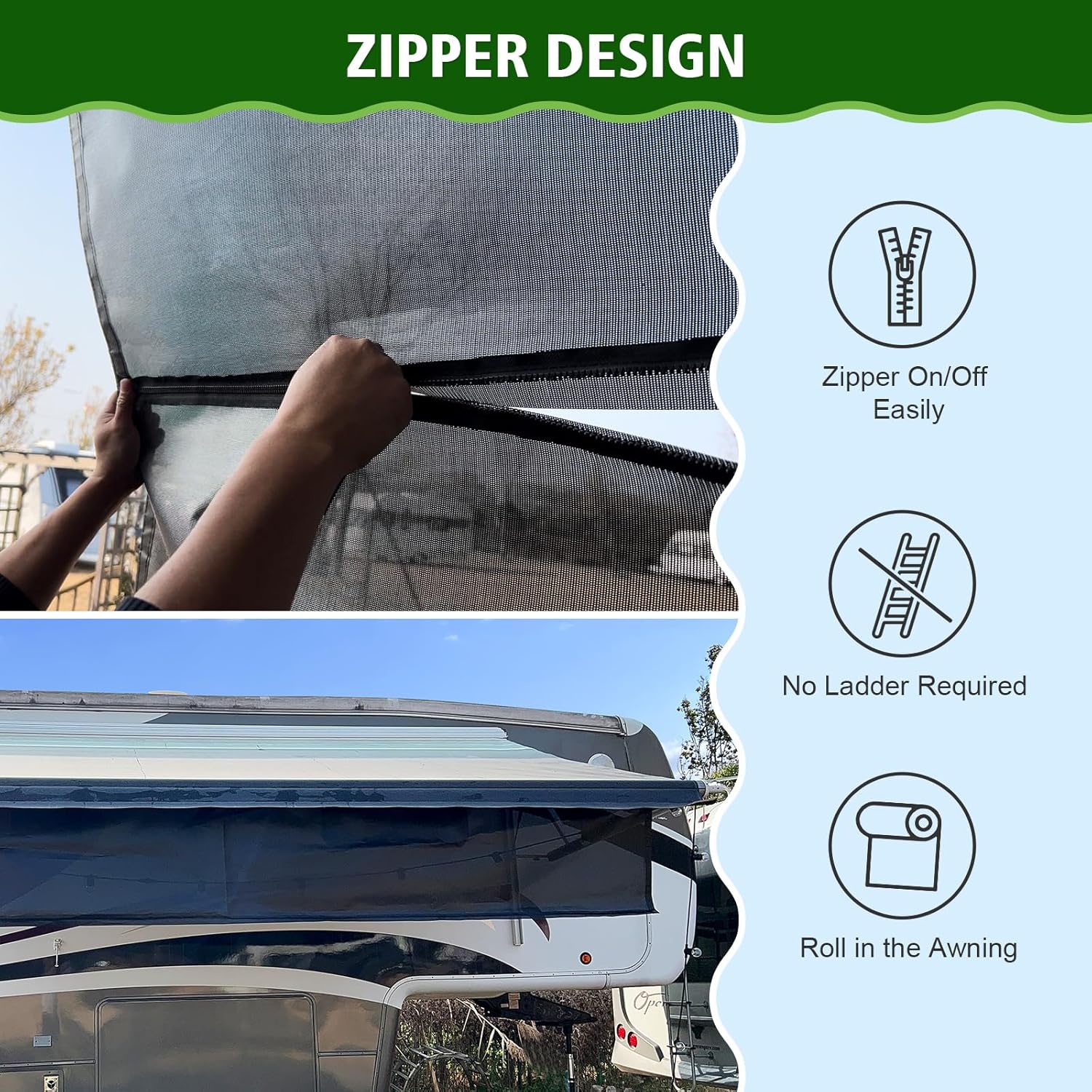 Thumbnail 5 de Dulepax RV Awning Shade Screen 8' x 18'3