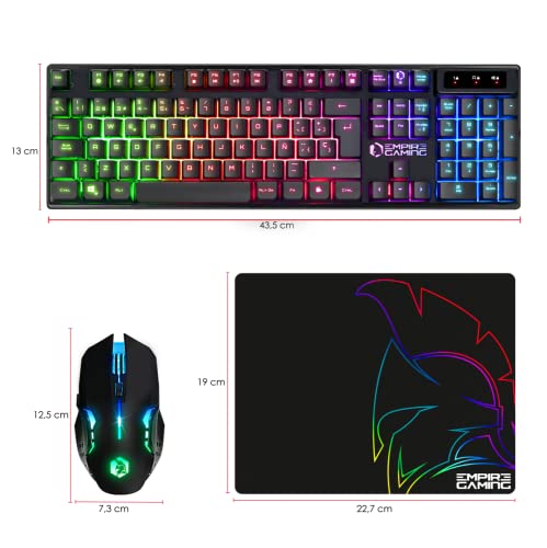 Thumbnail 7 de Empire Gaming Armor RF800 pack inalámbrico 3 en 1 teclado y ratón RGB recargable + alfombrilla (QWERTY español)
